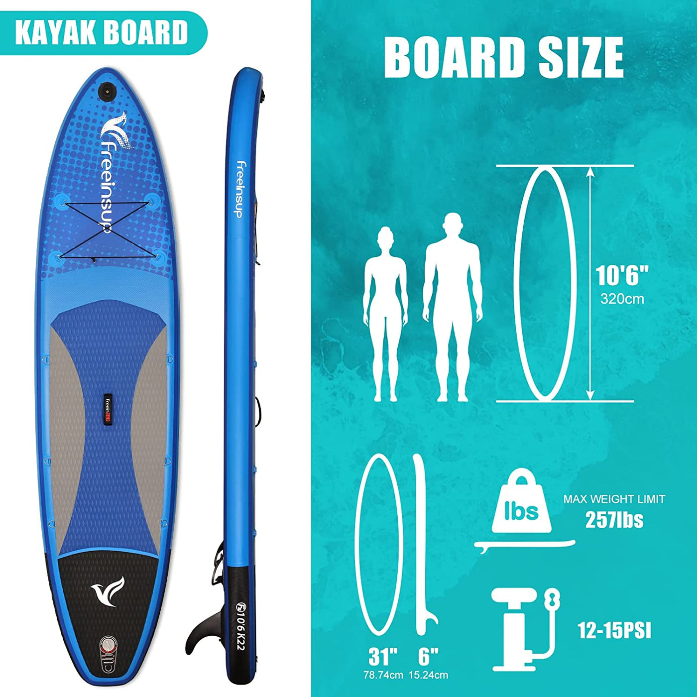Kayak SUP Paddle Planche gonflable SUP 10'6 » 2023